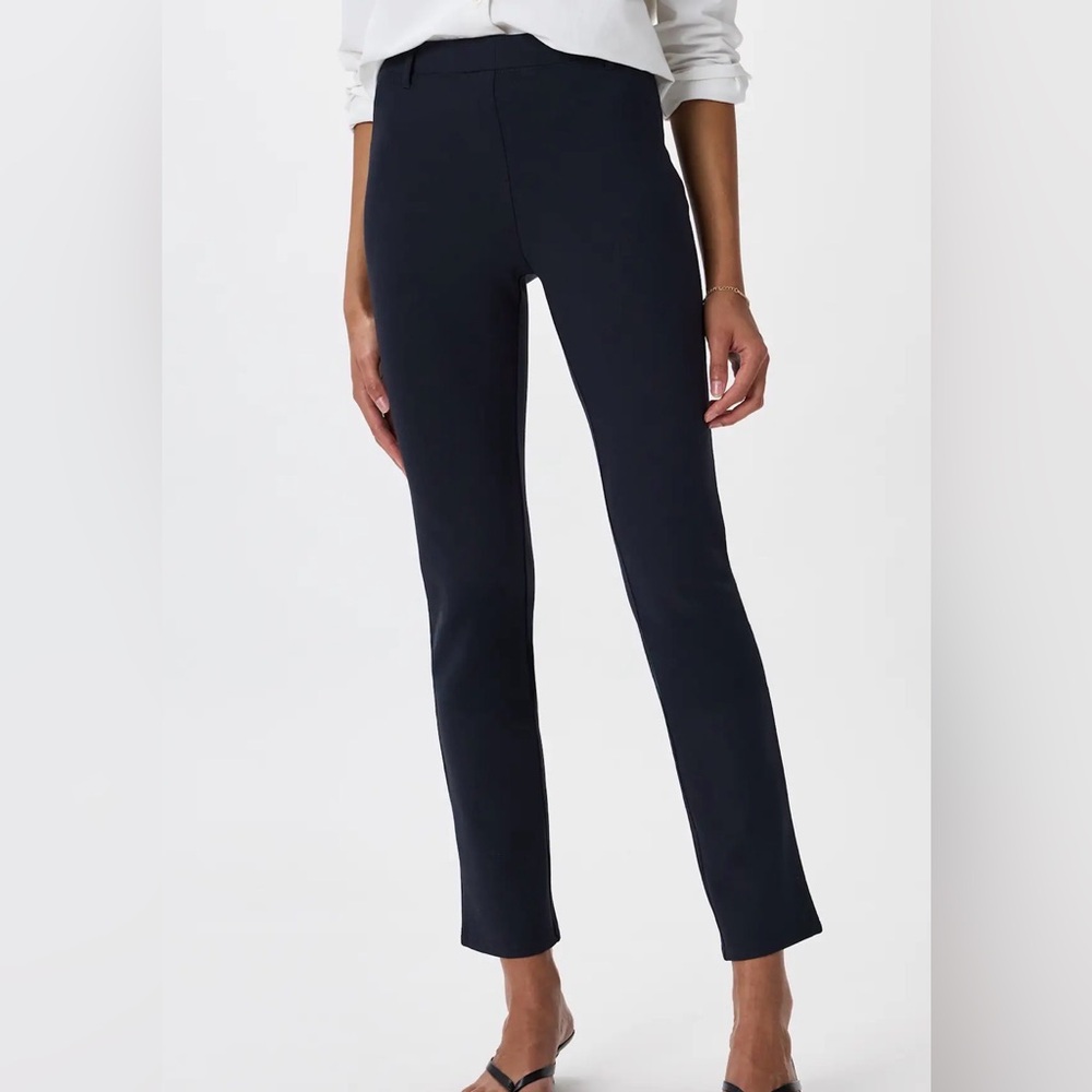 Quince Women's Ultra-Stretch Ponte Ankle Pants Navy Blue Size Small x Petite 25"
